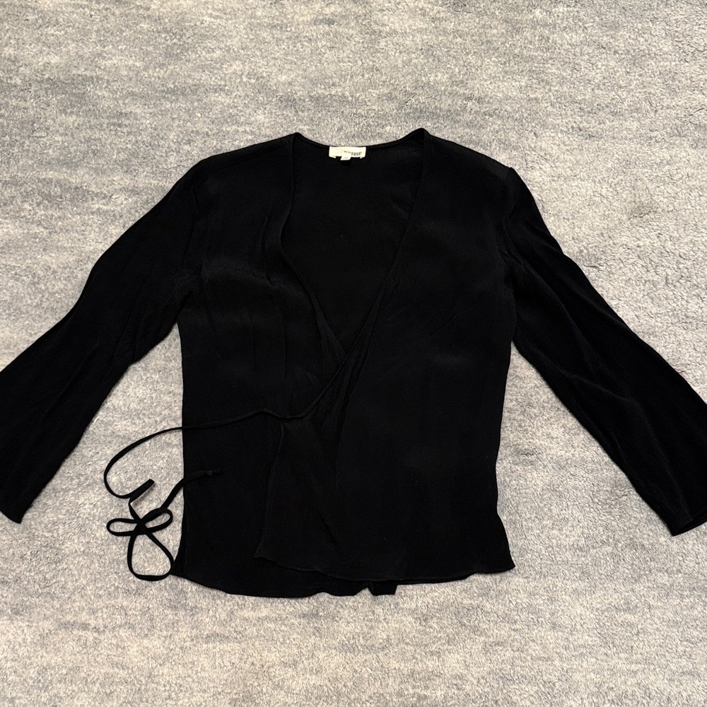 Aritzia Wilfred Free Elegant Black Wrap Top